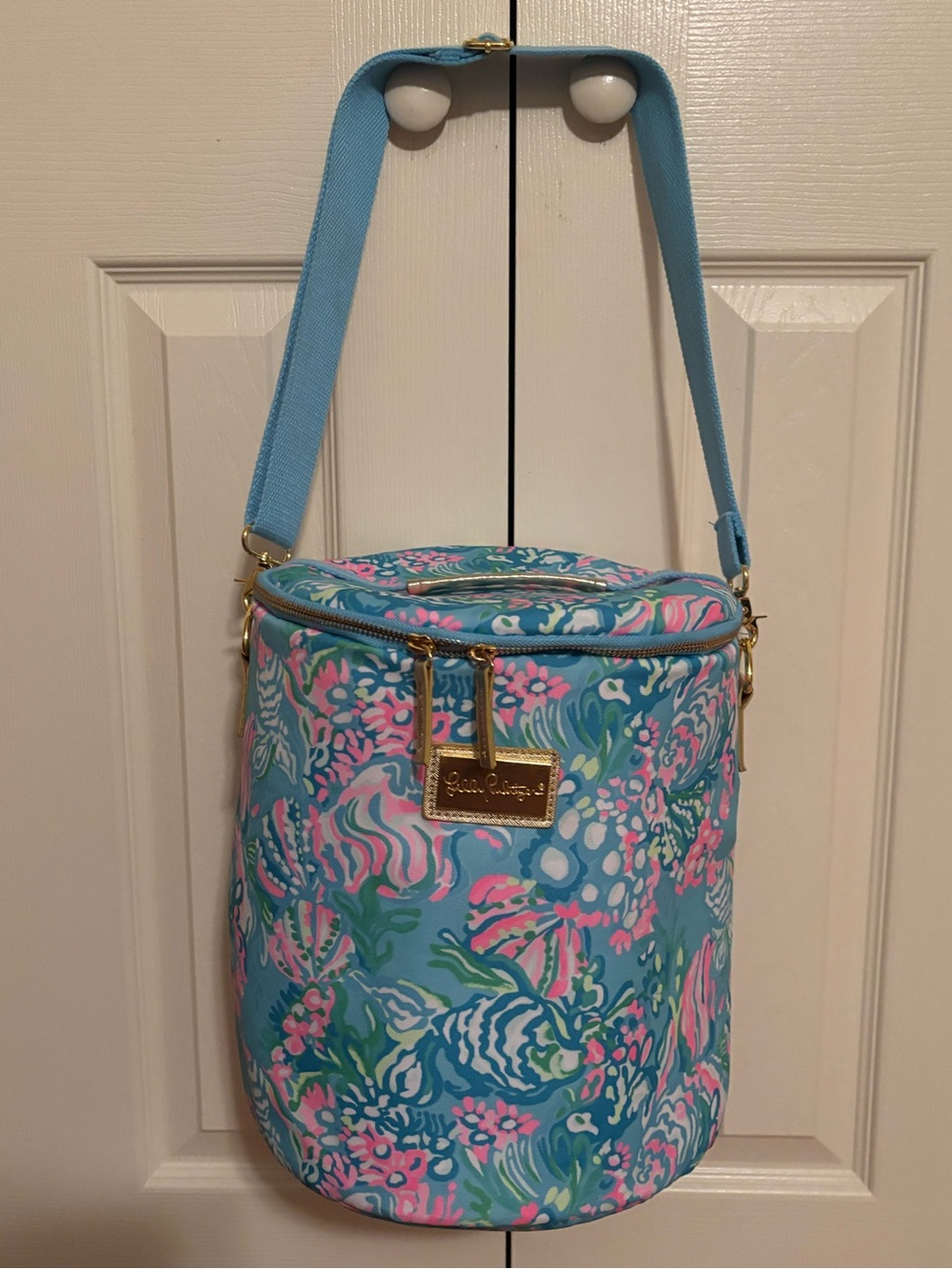 LILLY PULITZER insulated beach cooler . Aqua La vista tropical print